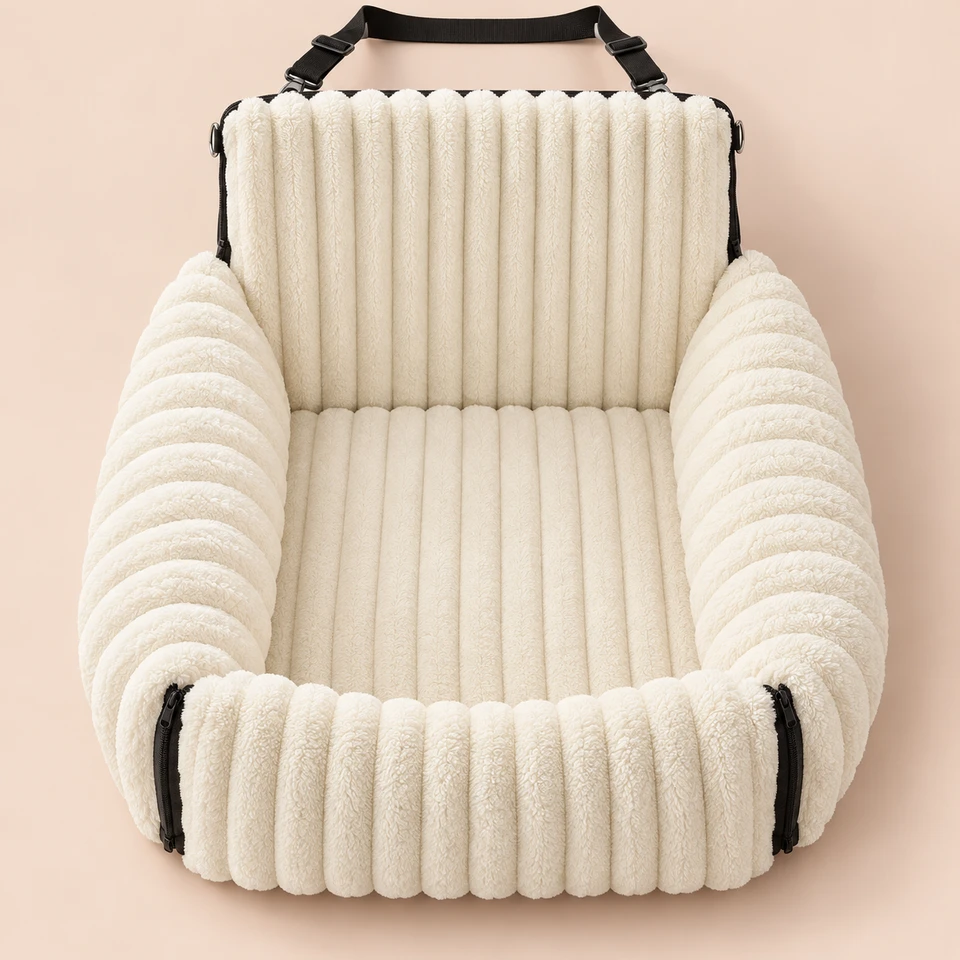 An elevated view of the cushioned interior and rounded sides